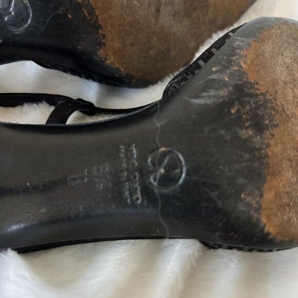 St John Black Sparkle Slingback Womens 6.5 Pointed Toe Made in Italy VINTAGE - Picture 9 of 10